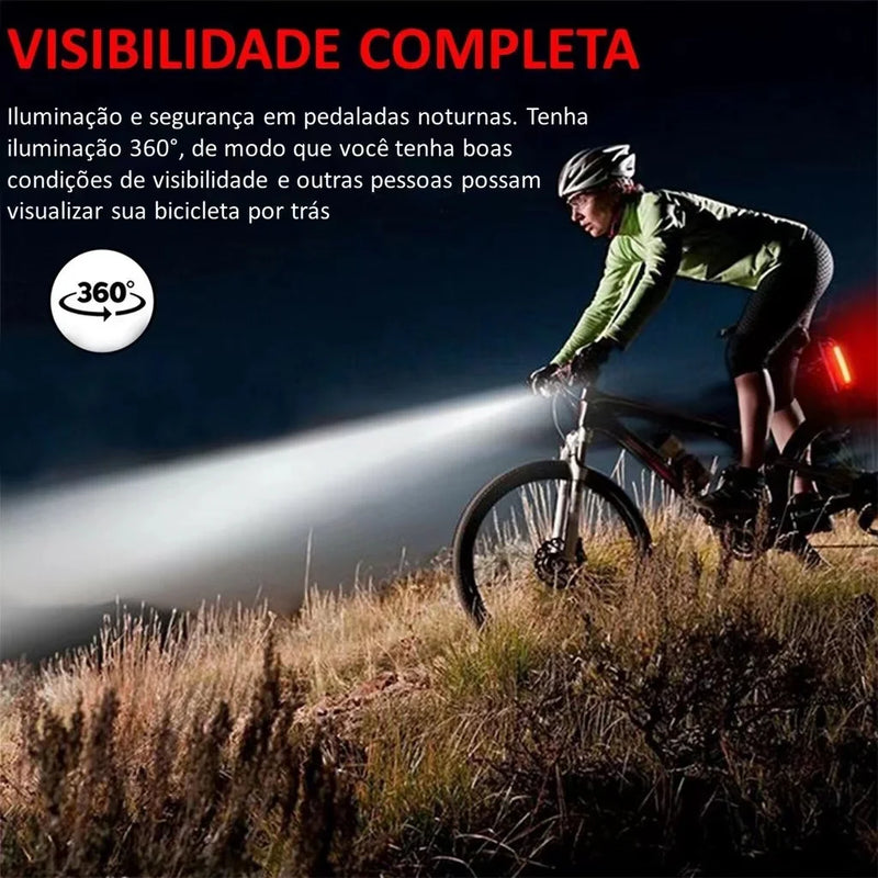 Kit Lanterna E Farol Bicicleta Bike Luz Ultra Led A Prova D'agua