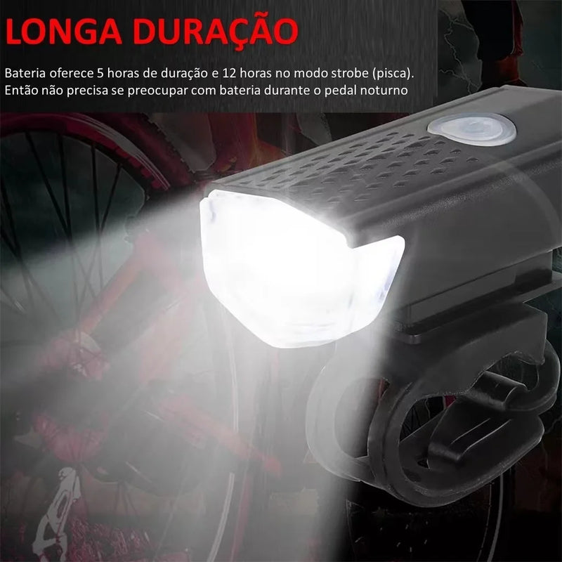 Kit Lanterna E Farol Bicicleta Bike Luz Ultra Led A Prova D'agua